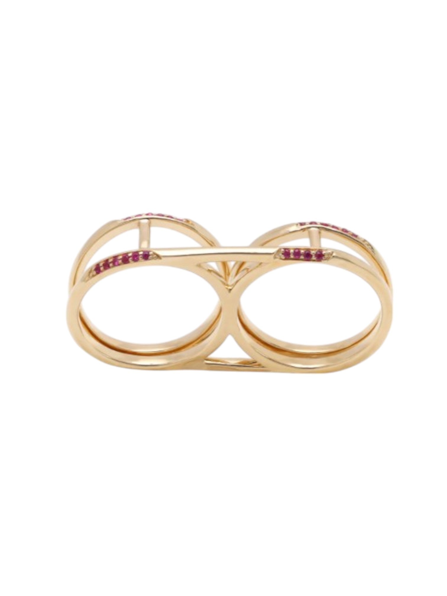 Double Finger Wavy 925 Silver Gold Plated CZ Stone Light Weight Ring For Women By Kesardeep